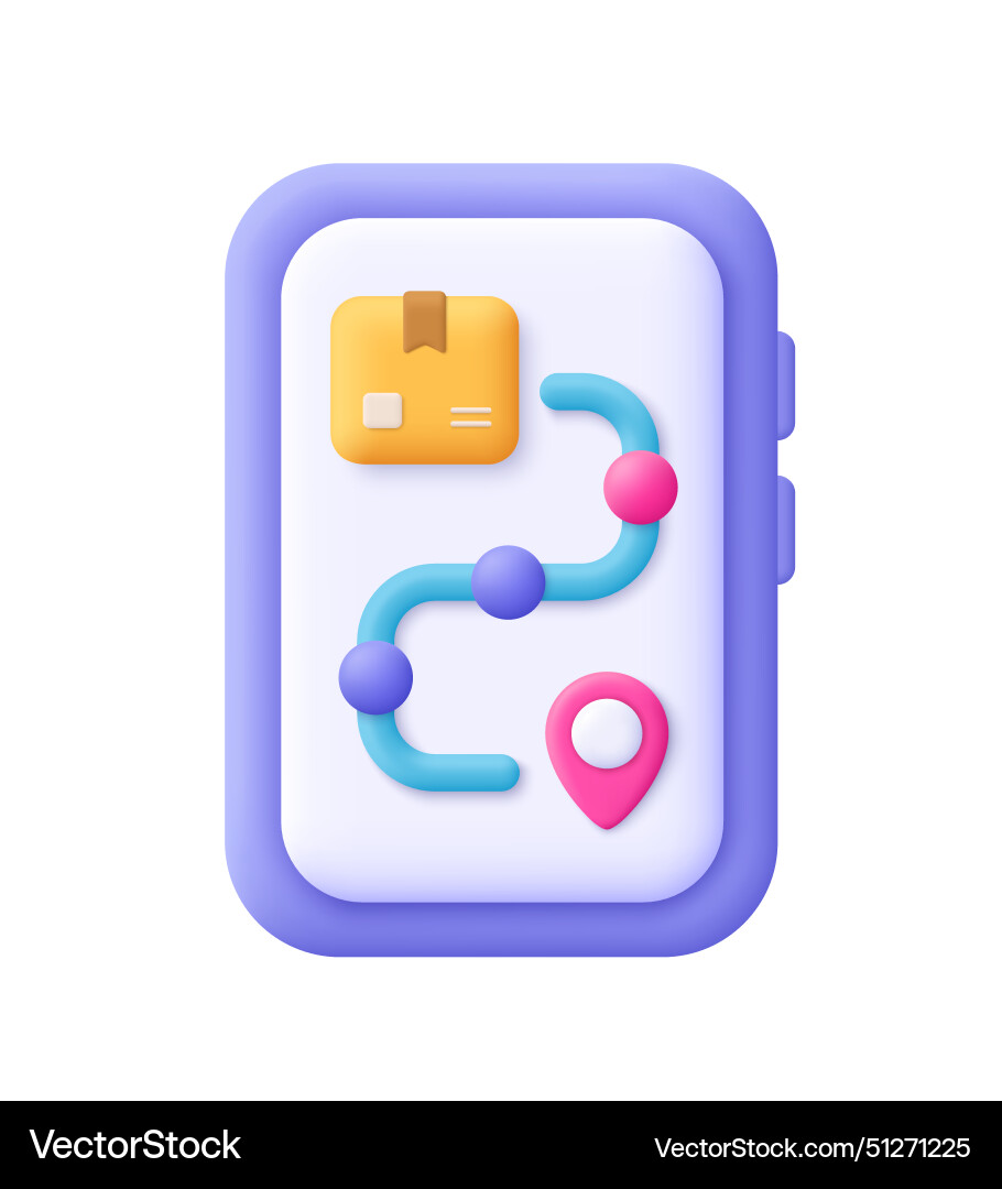 Smartphone with delivery logistic route path vector image