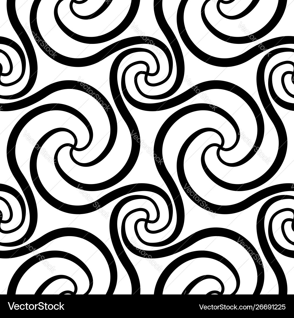 Swirl seamless pattern abstract background black vector image