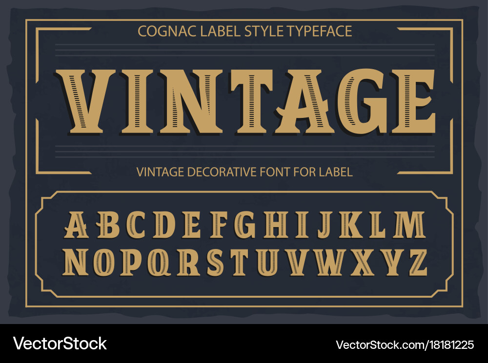 Vintage Cognac Label Font - Elegant Script vector image