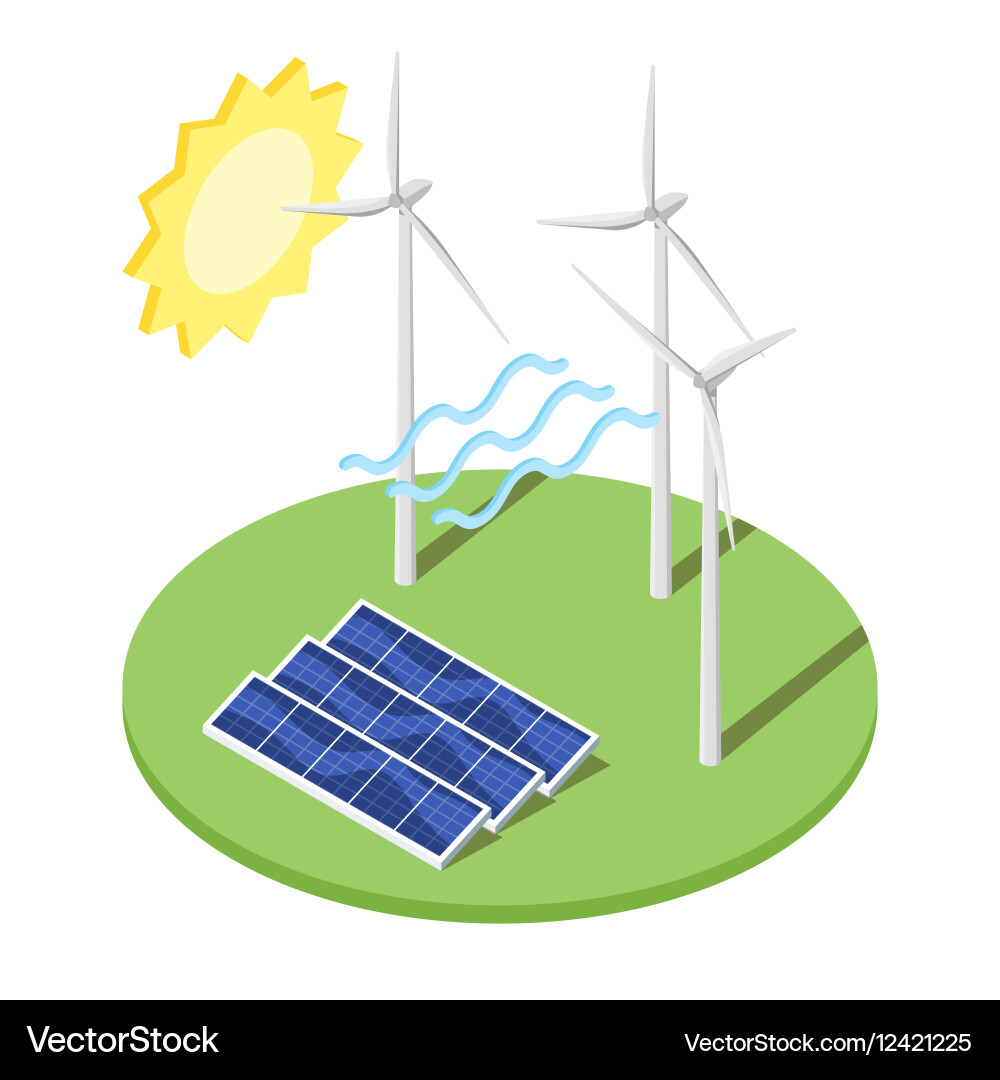 Windmill and solar panels Royalty Free Vector Image