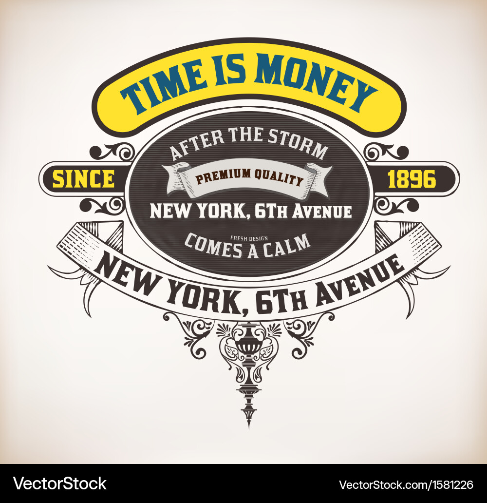 Calligraphy label ribbon Royalty Free Vector Image