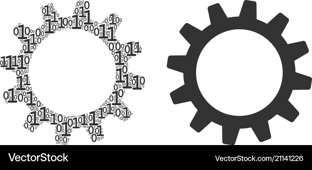 Cogwheel mosaic of binary digits vector image