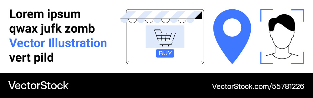 Digital storefront with buy button location pin Digital storefront with buy button location pin vector image