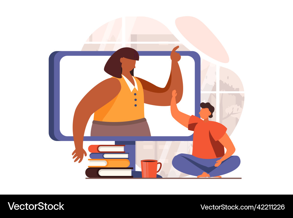 Distant learning web concept in flat design Distant learning web concept in flat design vector image