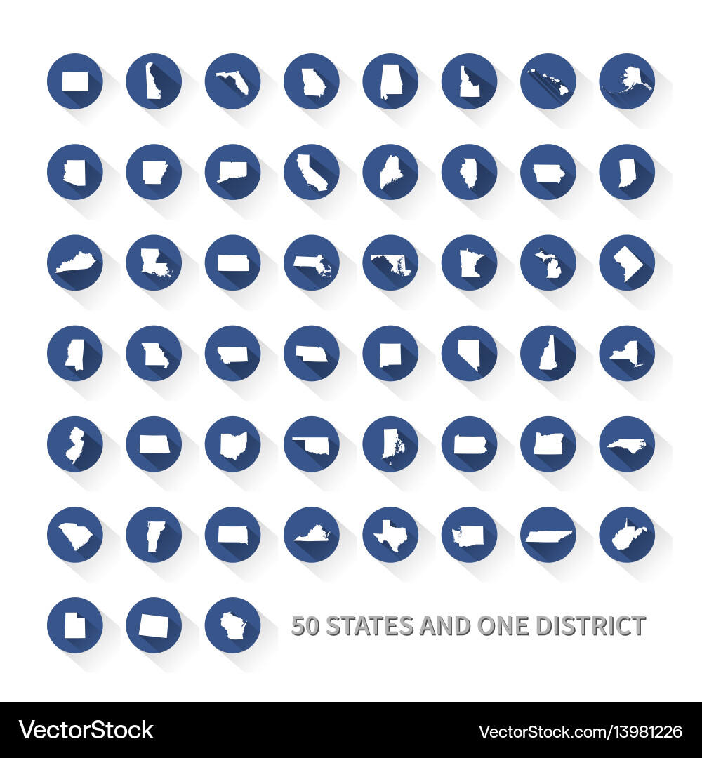 Fifty US States and District Map Vector Image