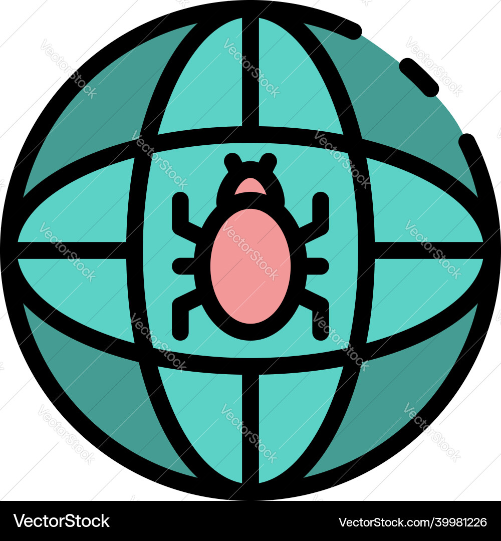 Global bug icon color outline Global bug icon color outline vector image