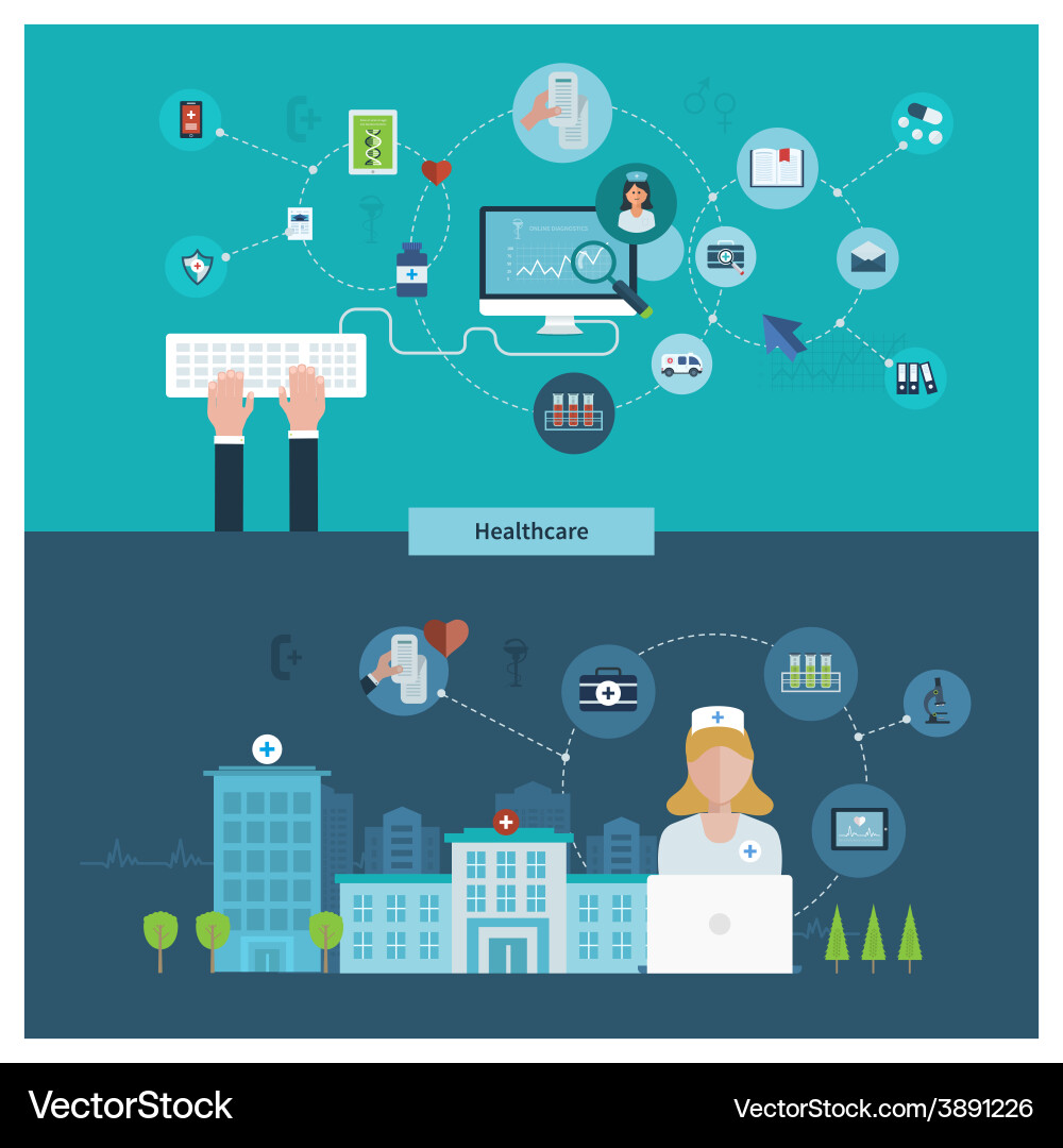 Healthcare & Medical Flat Icons Vector Image
