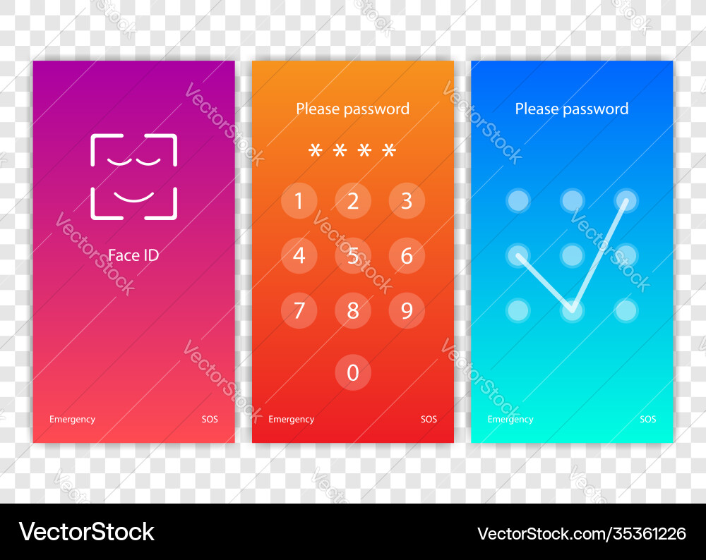 Screen lock authentication password smartphone Screen lock authentication password smartphone vector image