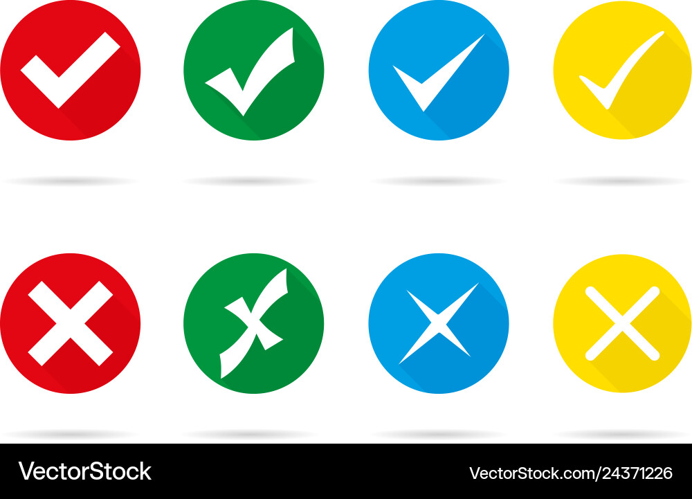 Set of different check marks and crosses Set of different check marks and crosses vector image