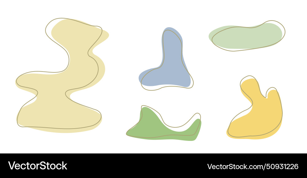 Set of organic irregular blob shapes with stroke vector image