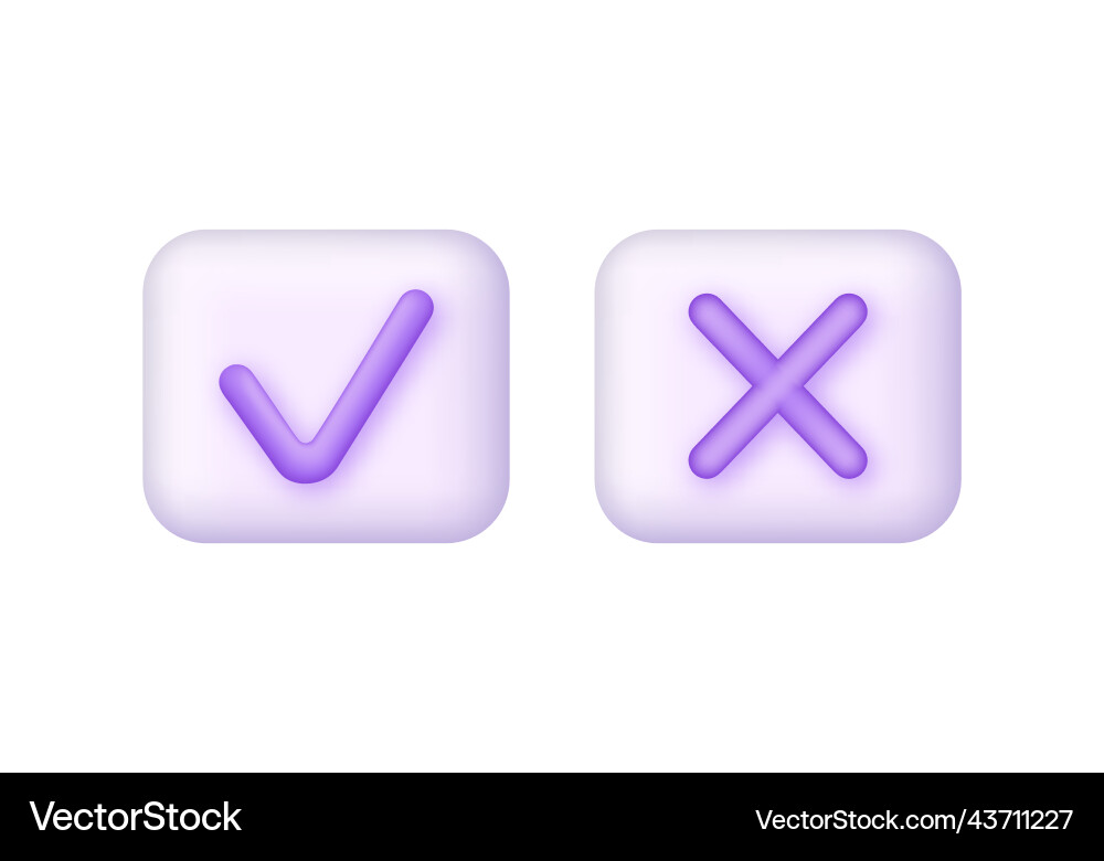 3d check and cross marks 3d check and cross marks vector image