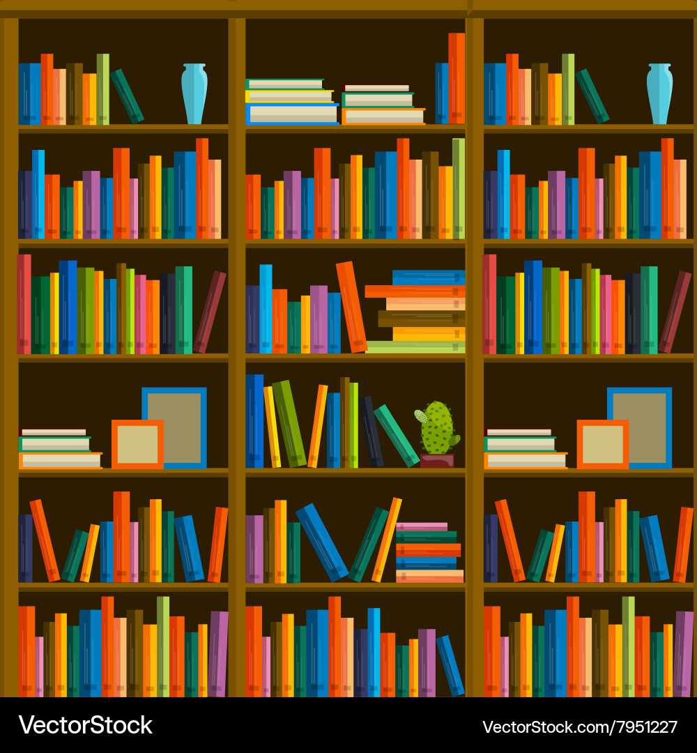 Bookshelf Pattern - Bookstore Style vector image