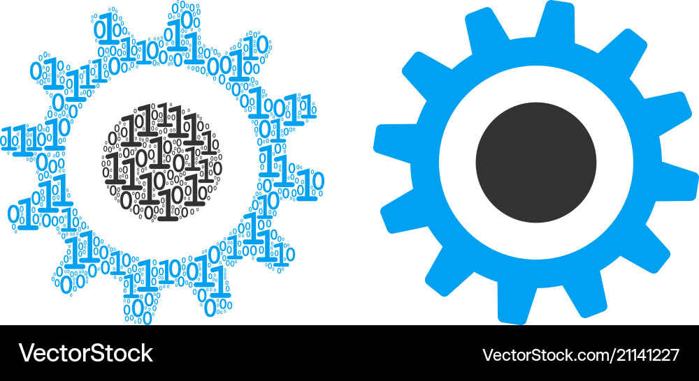 Cogwheel mosaic of binary digits Cogwheel mosaic of binary digits vector image