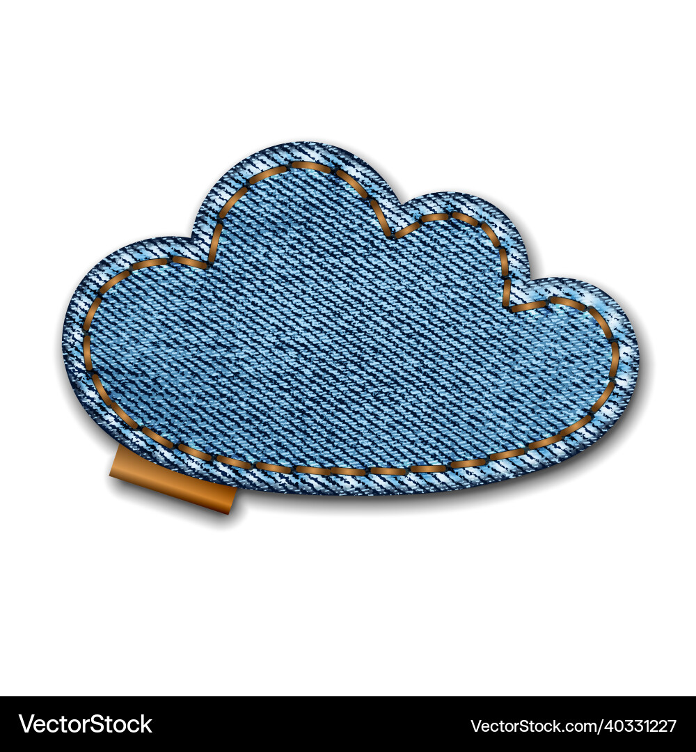 Denim cloud shape with stitches jeans patch Vector Image