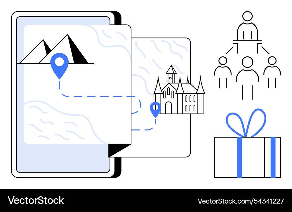 Digital map with navigation route organizational Digital map with navigation route organizational Vector Image