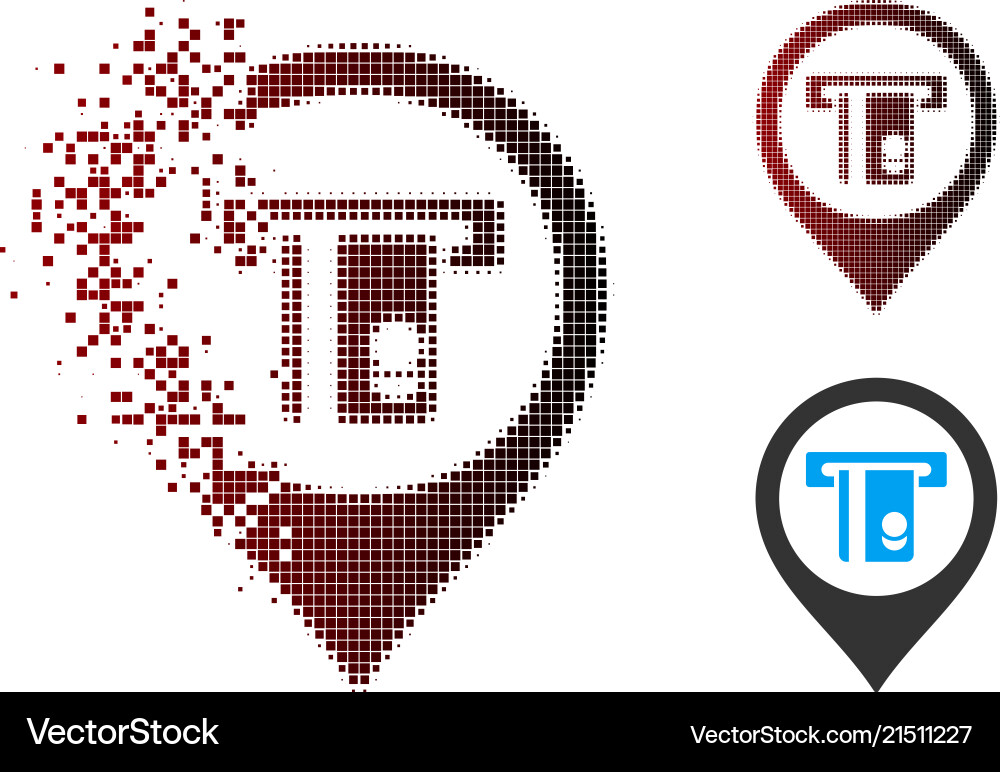 Dissolved pixel halftone atm machine marker icon Dissolved pixel halftone atm machine marker icon vector image