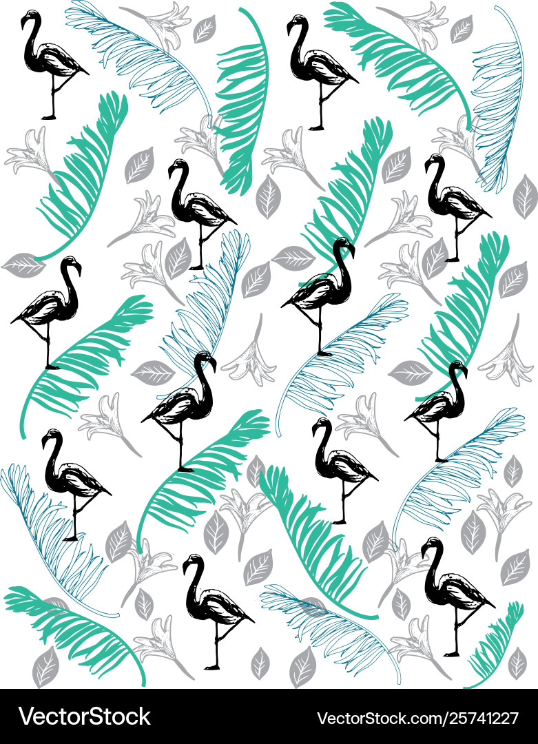 Flamingo pattern with coco leaf Flamingo pattern with coco leaf vector image