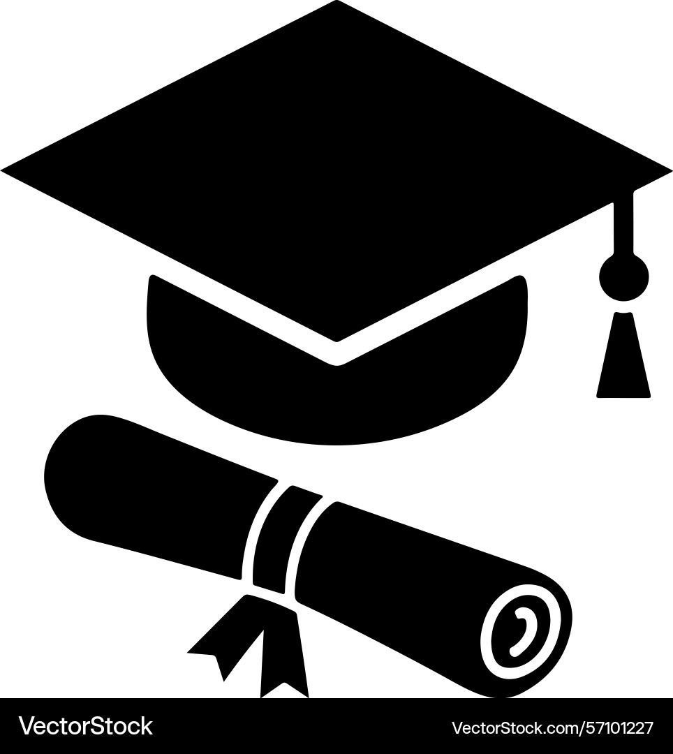 Graduation cap and diploma silhouette design Graduation cap and diploma silhouette design Vector Image