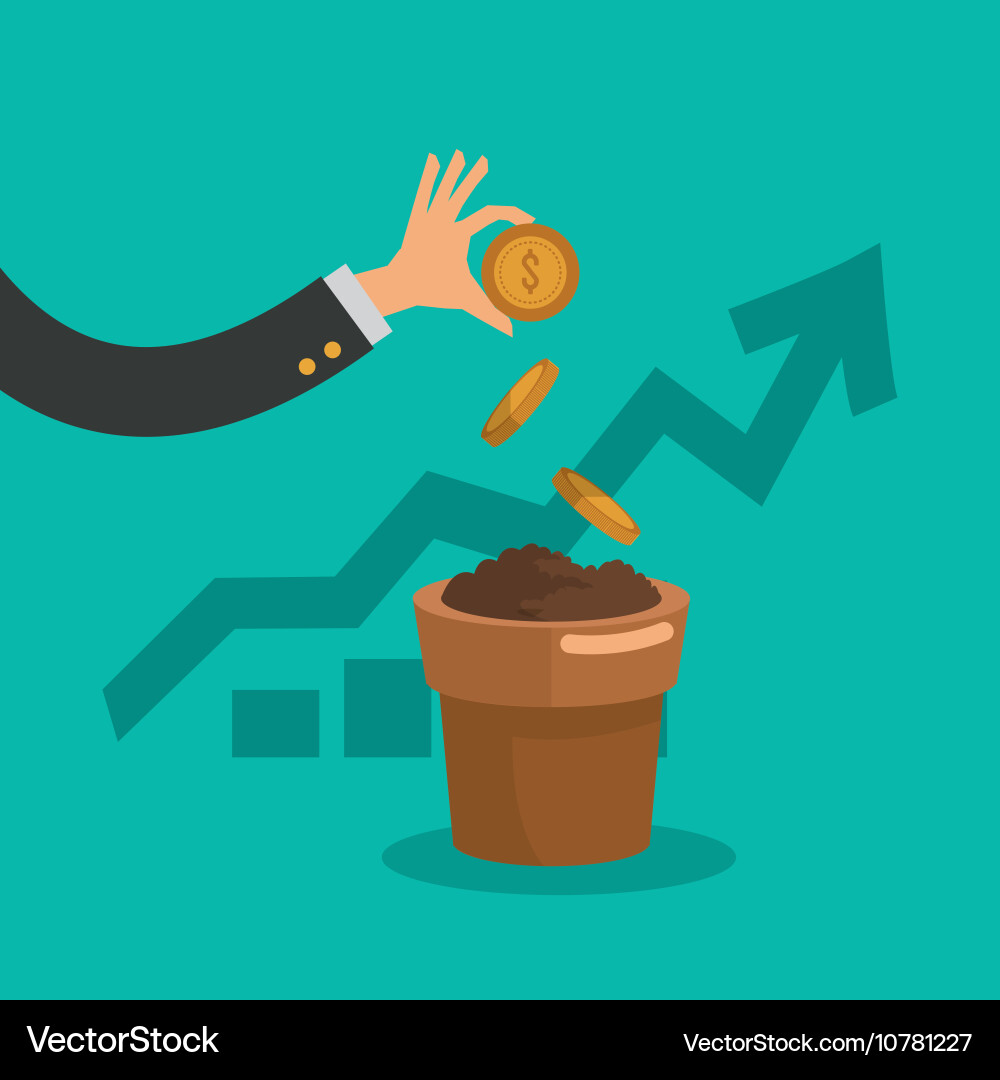 Graph chart with business related icons image Vector Image