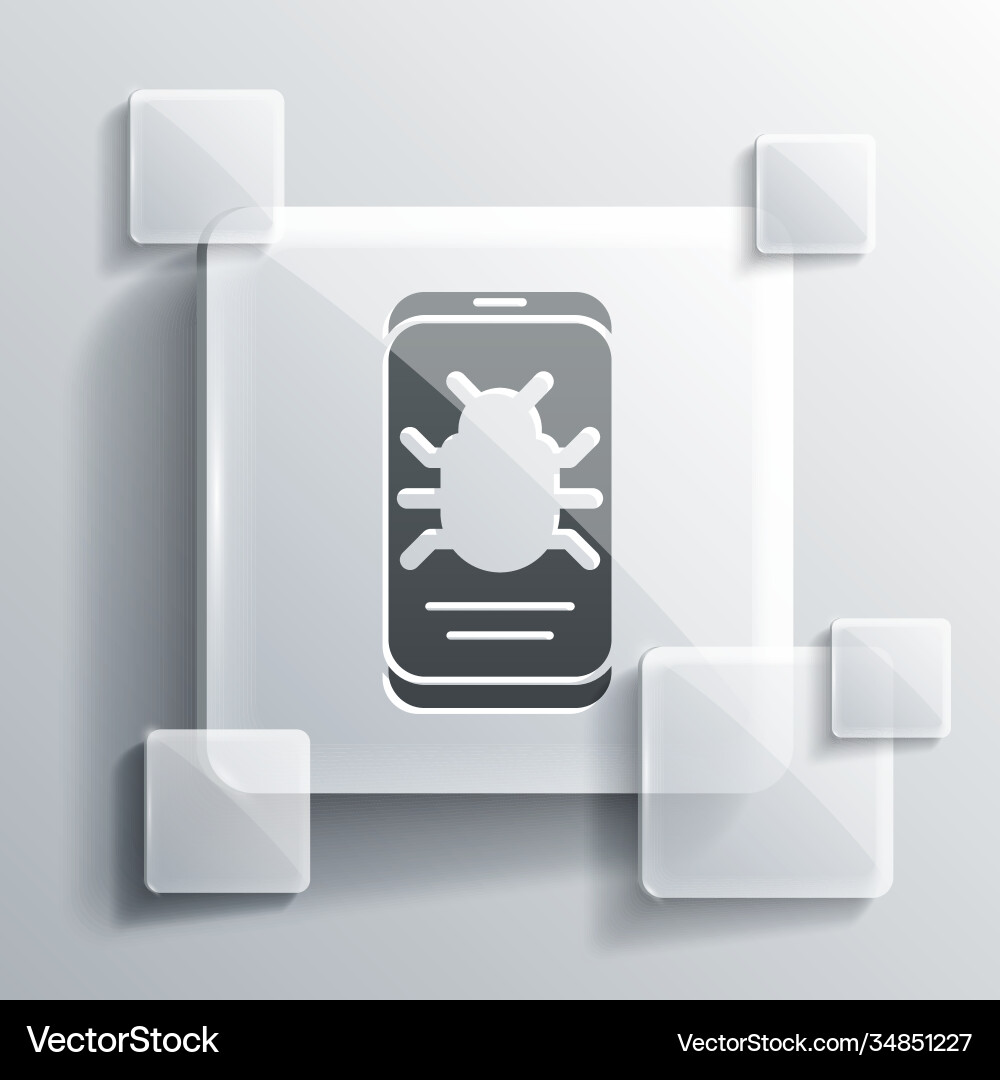 Grey system bug on mobile icon isolated Grey system bug on mobile icon isolated vector image