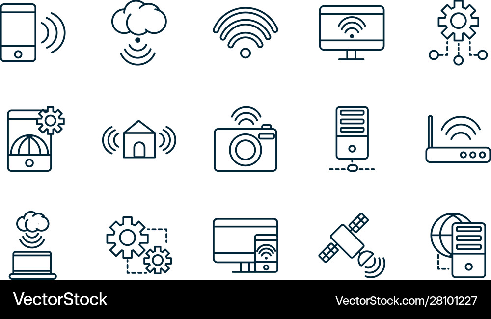 IoT Line Icons - Smart Devices vector image