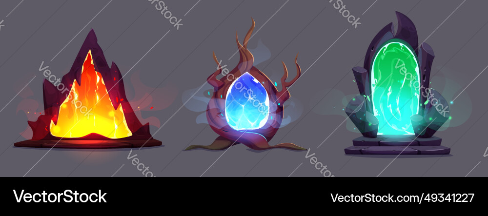 Magic game portals set isolated on background Magic game portals set isolated on background vector image