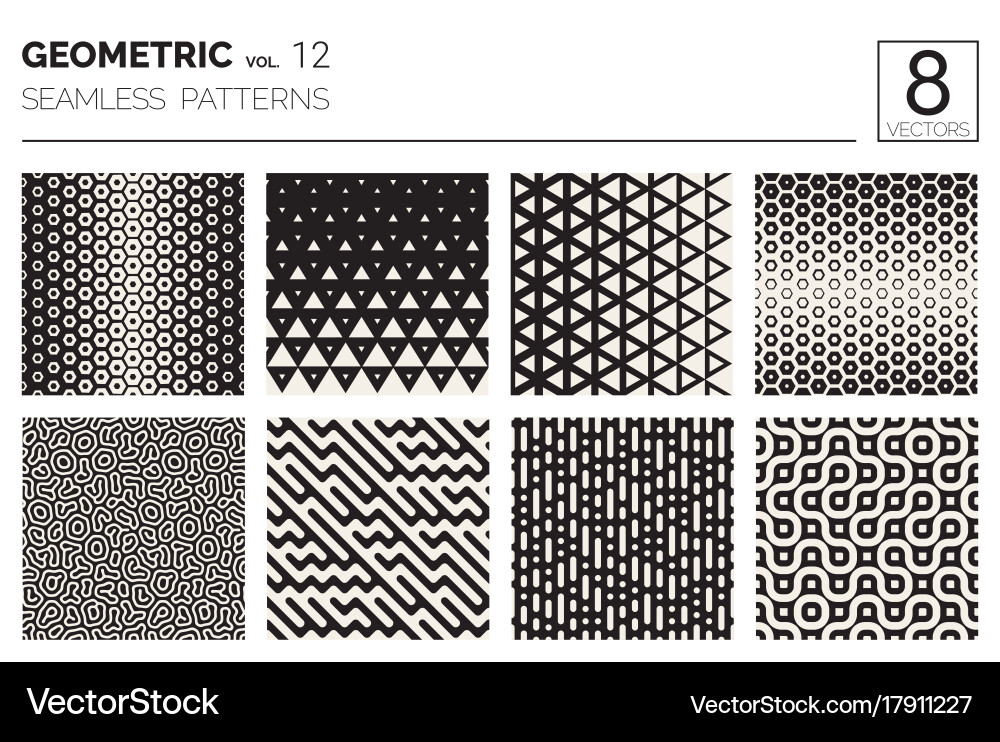 Minimal geometric seamless patterns set vector image
