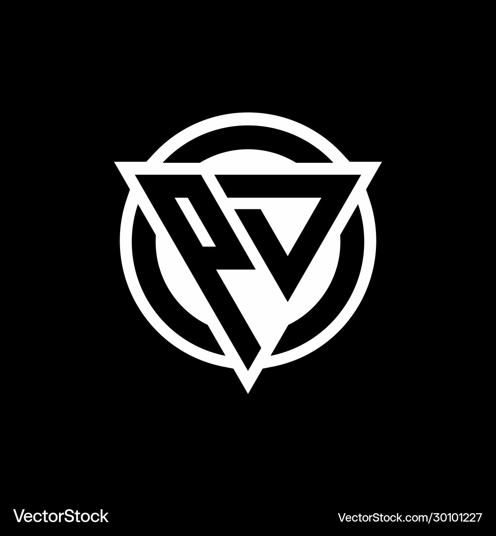 Pd logo with negative space triangle shape vector image