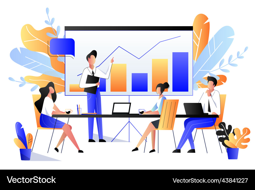 Project presentation concept flat style Project presentation concept flat style Vector Image