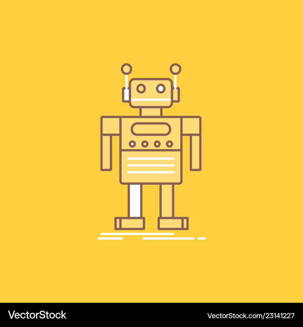 Robot android artificial bot technology flat line Vector Image