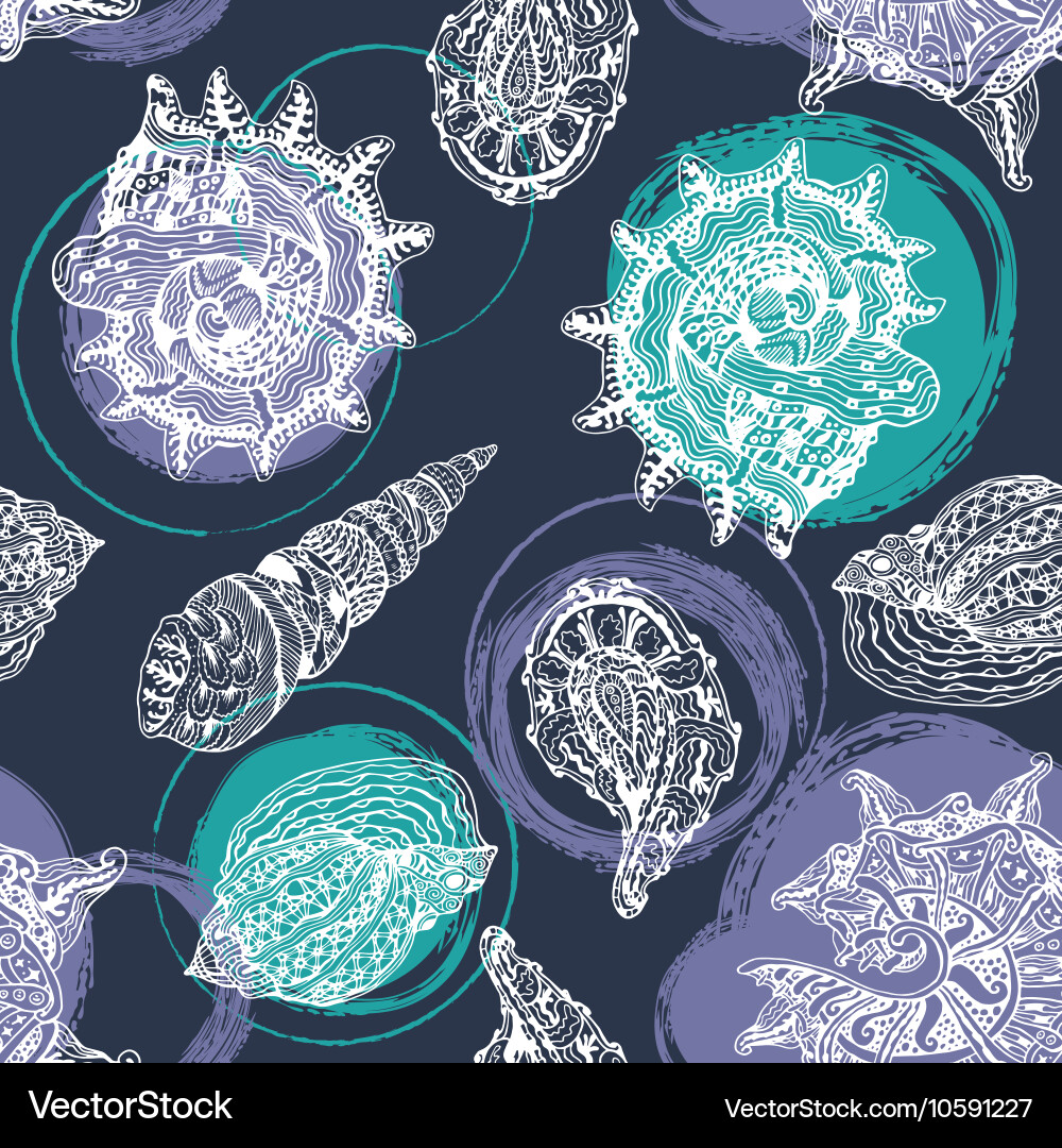 Seamless pattern with abstract shells Vector Image