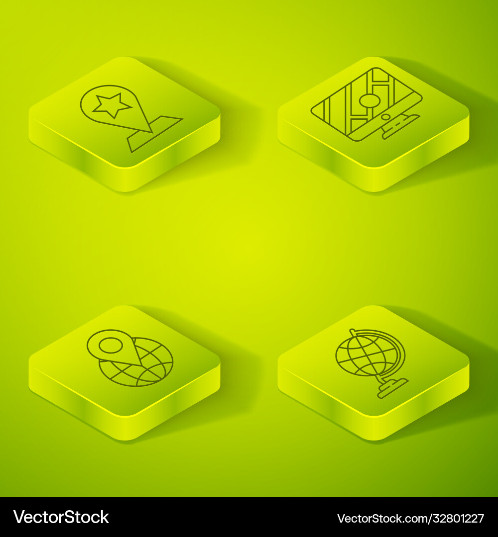 Set isometric monitor with location marker Set isometric monitor with location marker vector image