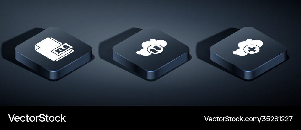 Set isometric xls file document add cloud Set isometric xls file document add cloud vector image
