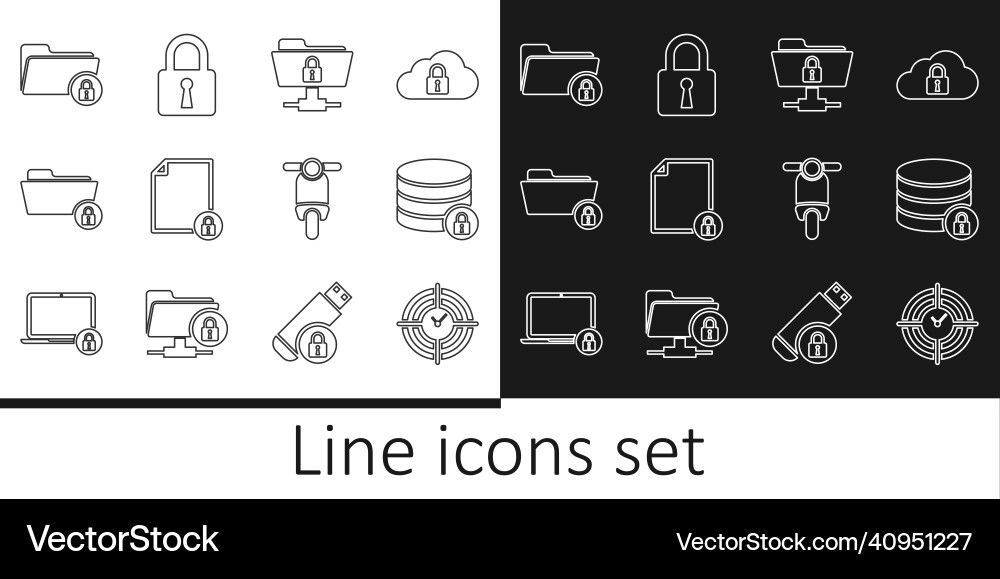 Set line time management server security Set line time management server security Vector Image