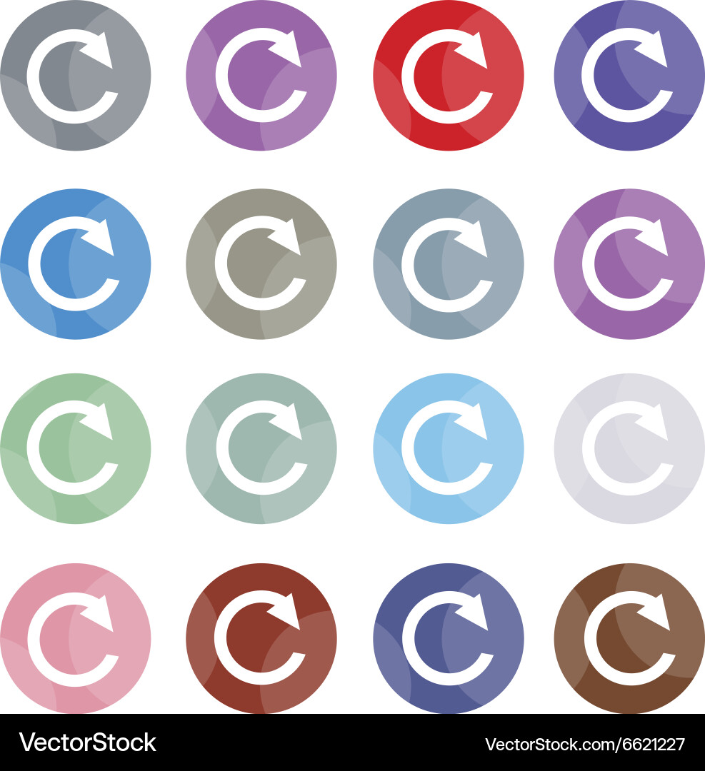 Set of 16 reset icons or reload buttons Vector Image