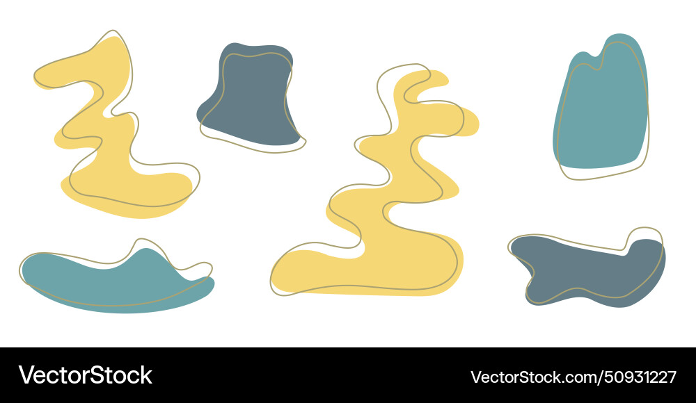 Set of organic irregular blob shapes with stroke Set of organic irregular blob shapes with stroke vector image