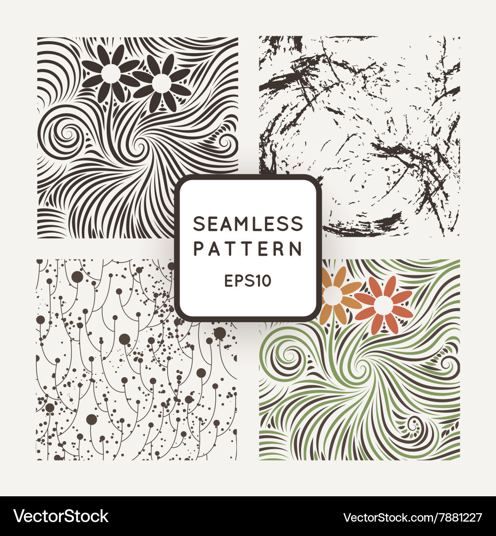 Set of seamless patterns with grungy hand vector image