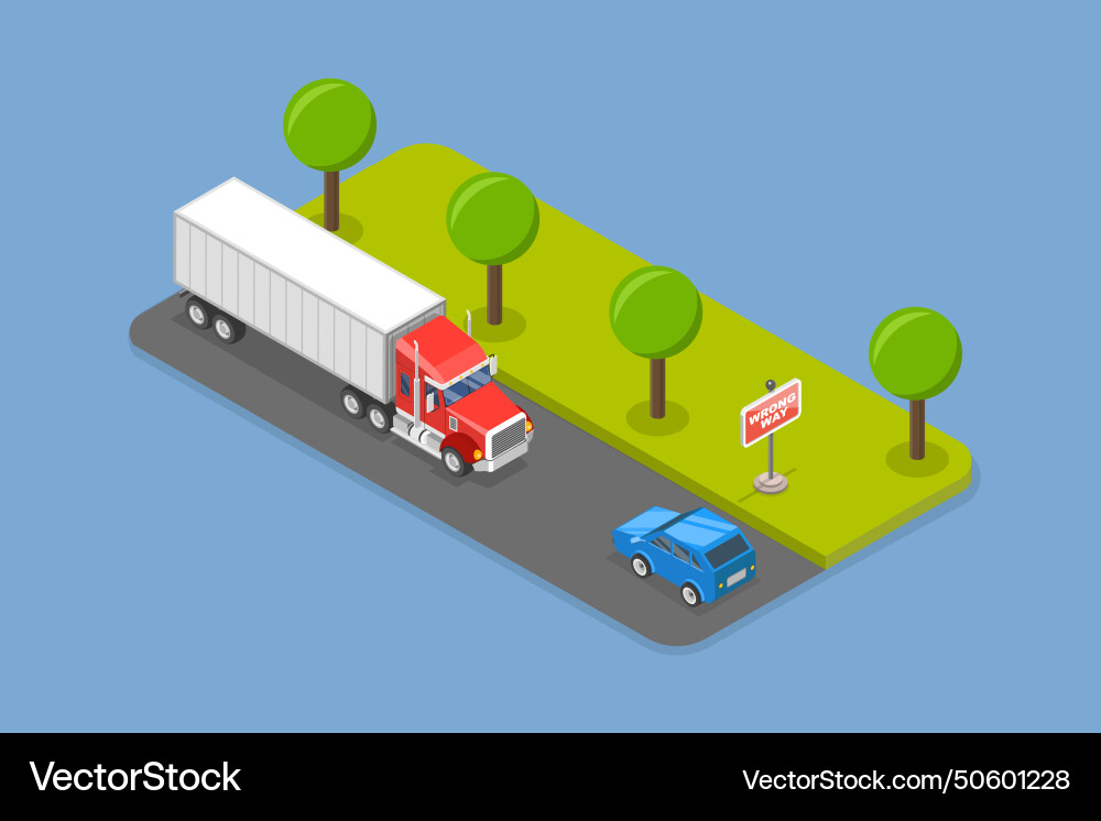 3d isometric flat of wrong way Royalty Free Vector Image