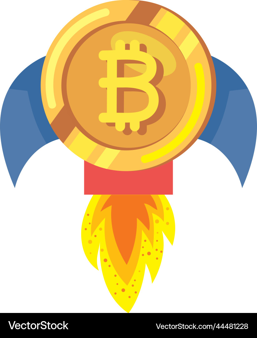 Bitcoin rocket cryptocurrency – Royalty-Free Vector | VectorStock