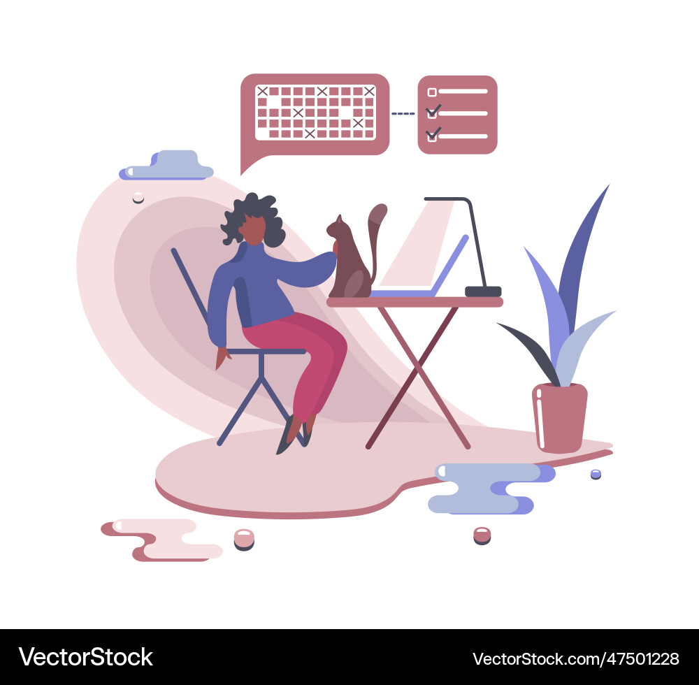 Cartoon african faceless girl plans her working Cartoon african faceless girl plans her working vector image
