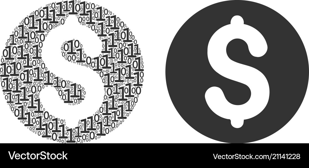 Coin mosaic of binary digits Coin mosaic of binary digits vector image