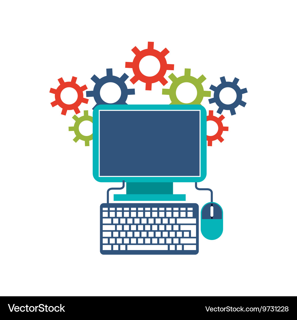 Computer and mouse design gadget concept Vector Image