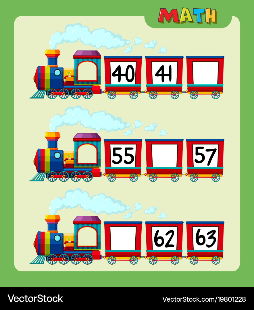 Counting Train Worksheet vector image