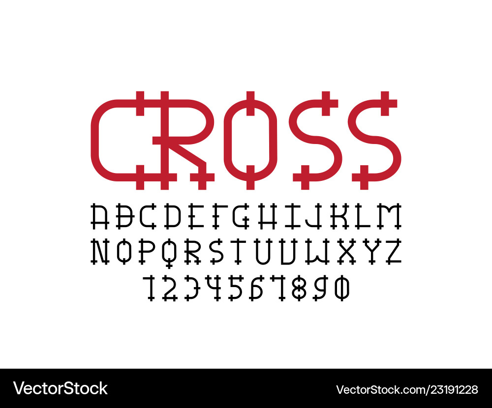 Cross Font - Alphabet Set Vector Image