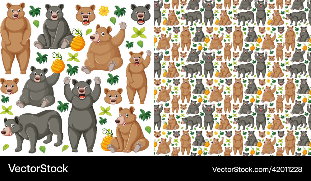 Cute animals cartoon seamless background vector image