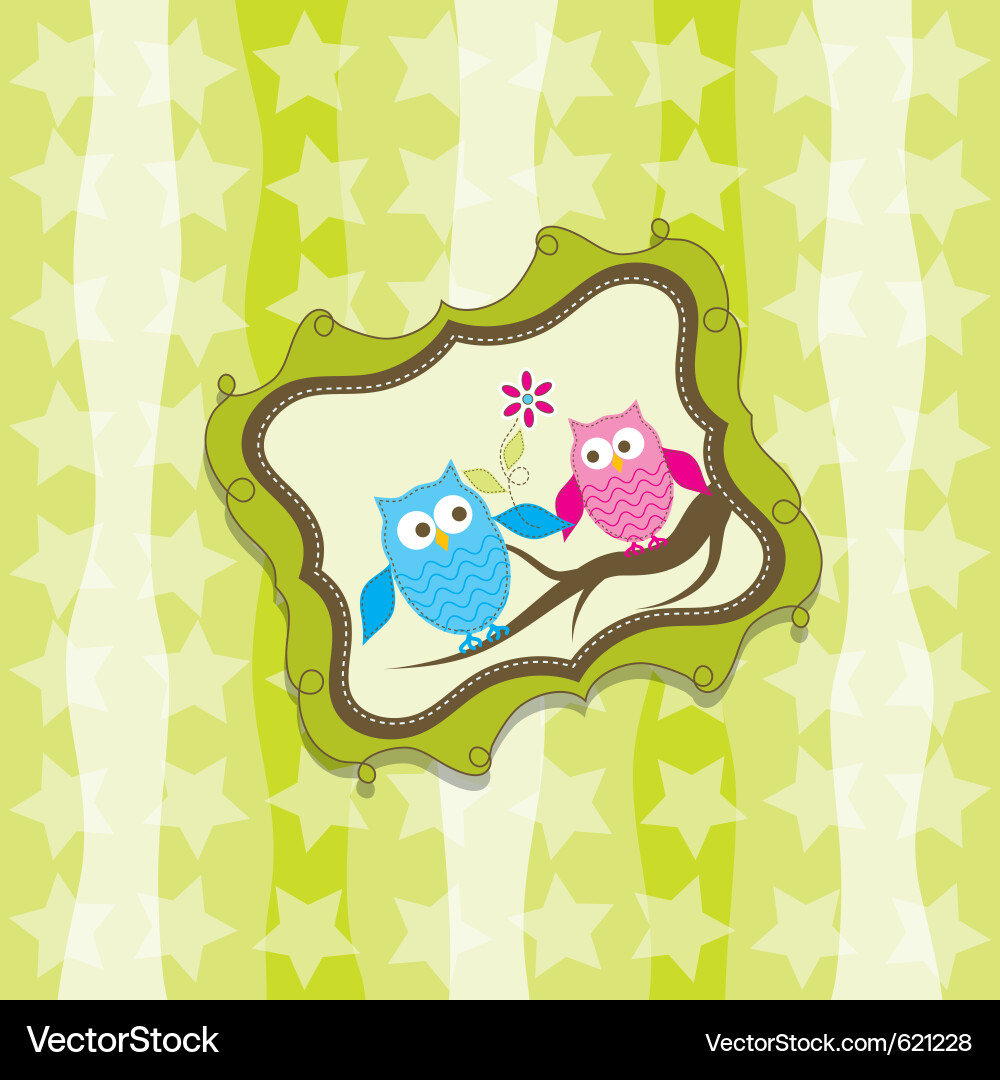 Cute Owl Birthday Card Template vector image