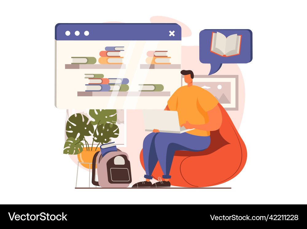 Distant learning web concept in flat design Distant learning web concept in flat design Vector Image