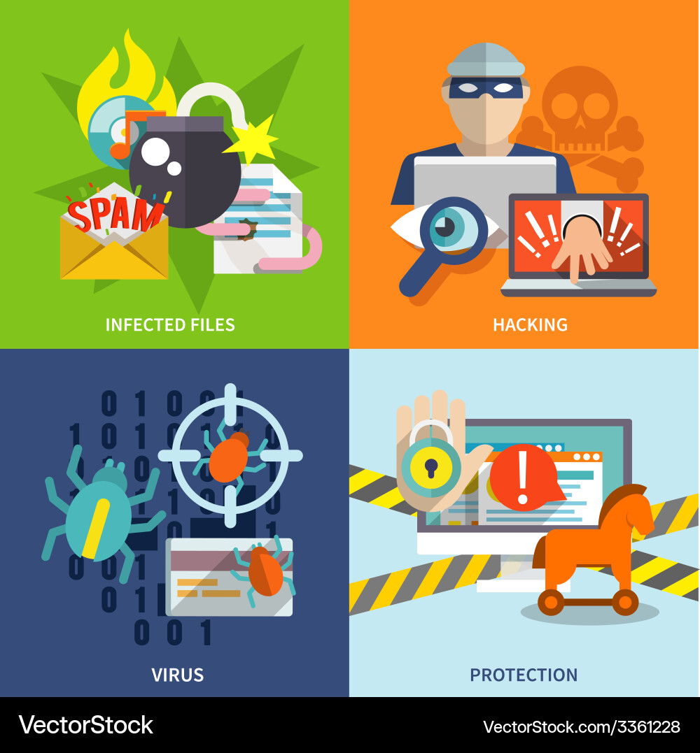 Hacking Icons - Data Security vector image