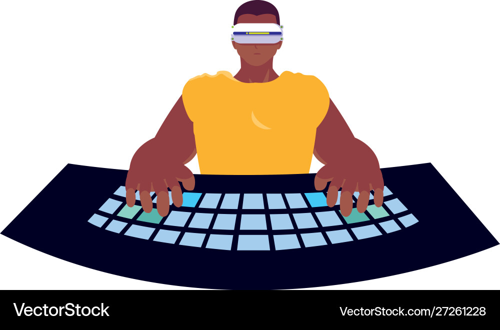 Man using technology augmented reality vector image