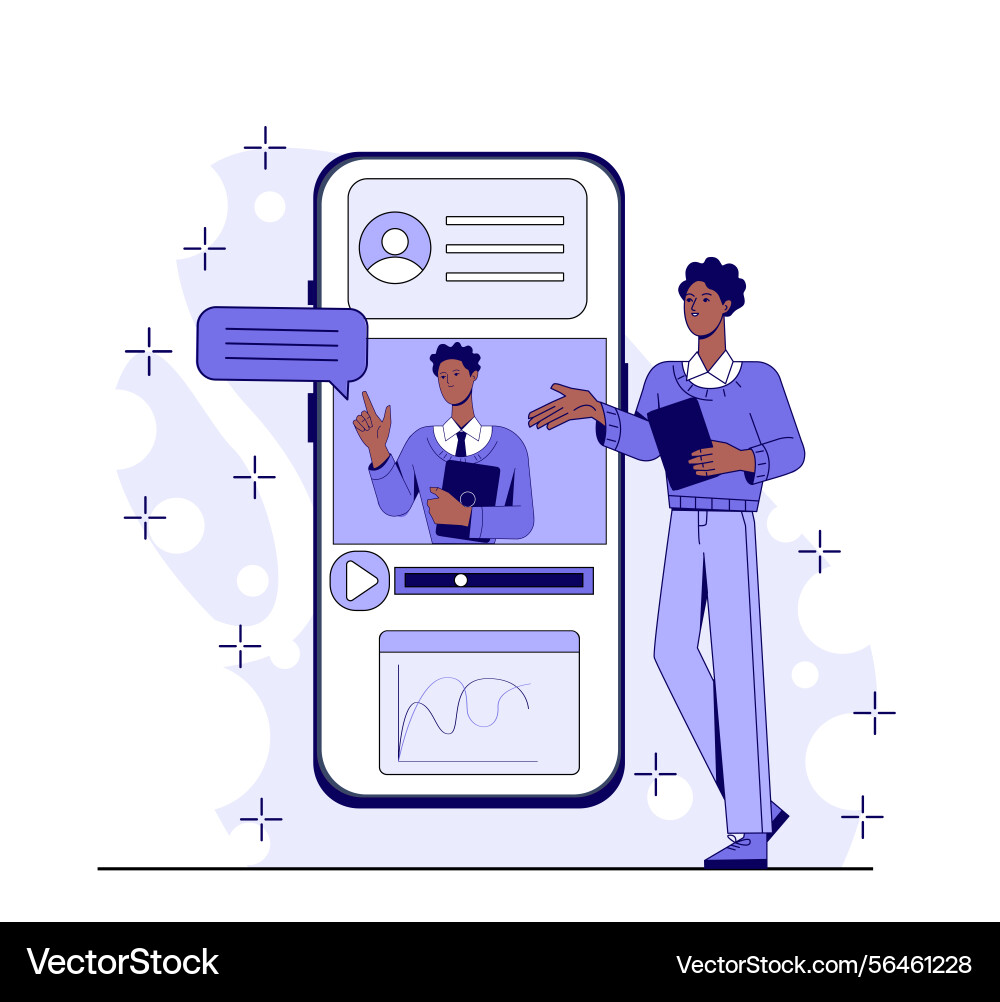 Man watch online webinar businessman near Vector Image
